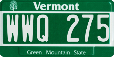 VT license plate WWQ275