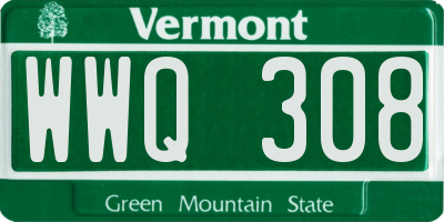 VT license plate WWQ308