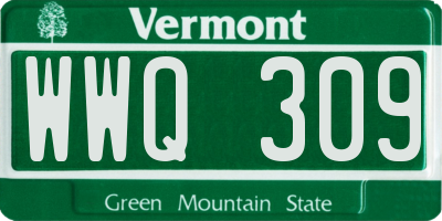 VT license plate WWQ309