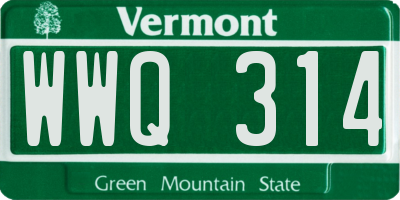 VT license plate WWQ314