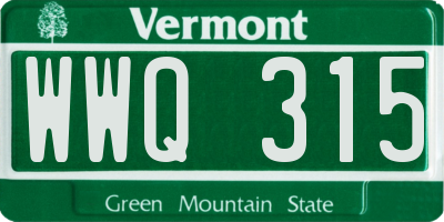 VT license plate WWQ315