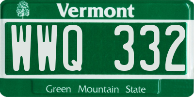 VT license plate WWQ332