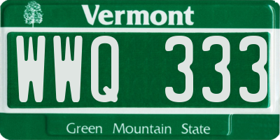 VT license plate WWQ333