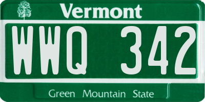 VT license plate WWQ342