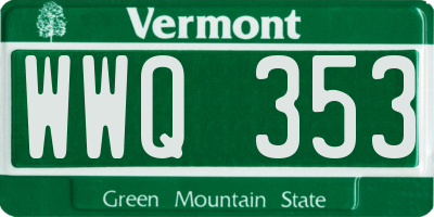 VT license plate WWQ353