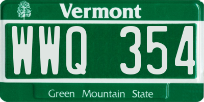 VT license plate WWQ354