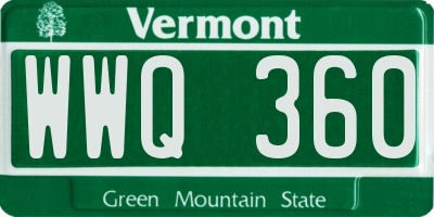 VT license plate WWQ360