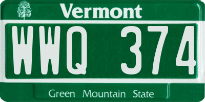 VT license plate WWQ374