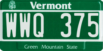 VT license plate WWQ375