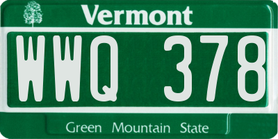 VT license plate WWQ378