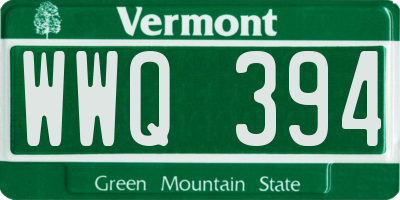 VT license plate WWQ394