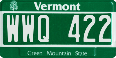 VT license plate WWQ422