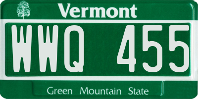 VT license plate WWQ455