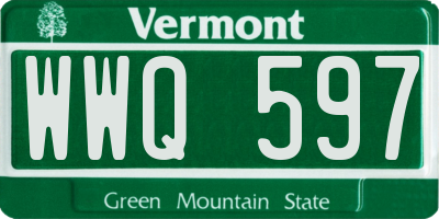 VT license plate WWQ597