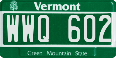 VT license plate WWQ602