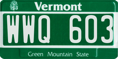 VT license plate WWQ603