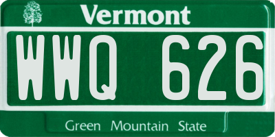 VT license plate WWQ626