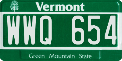 VT license plate WWQ654