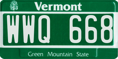 VT license plate WWQ668
