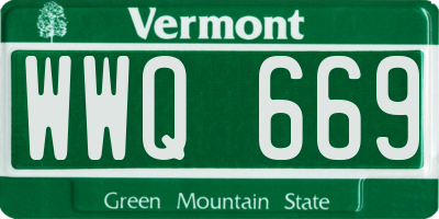 VT license plate WWQ669