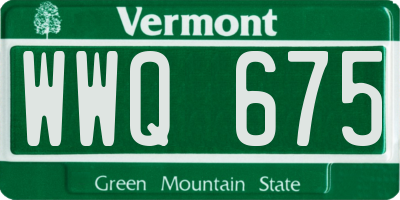 VT license plate WWQ675