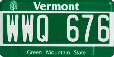 VT license plate WWQ676