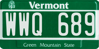 VT license plate WWQ689