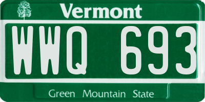 VT license plate WWQ693