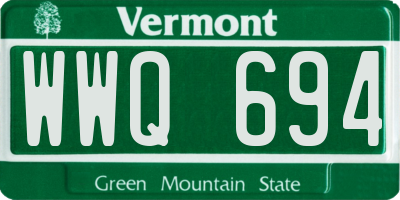 VT license plate WWQ694