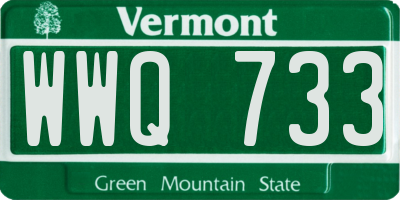 VT license plate WWQ733