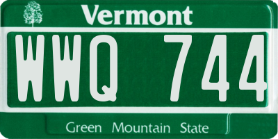 VT license plate WWQ744