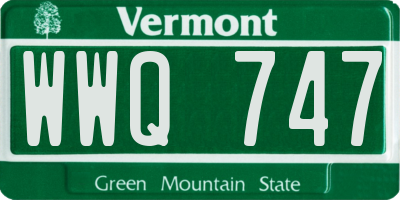 VT license plate WWQ747