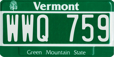 VT license plate WWQ759