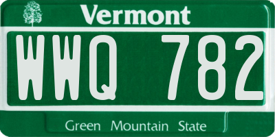 VT license plate WWQ782