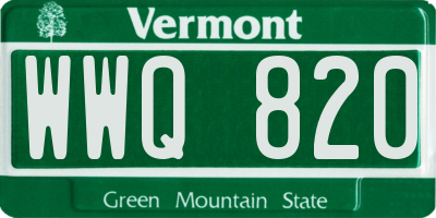 VT license plate WWQ820