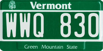 VT license plate WWQ830