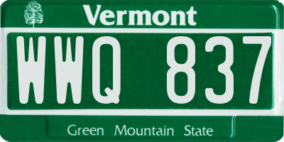 VT license plate WWQ837