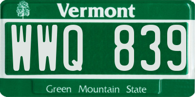 VT license plate WWQ839