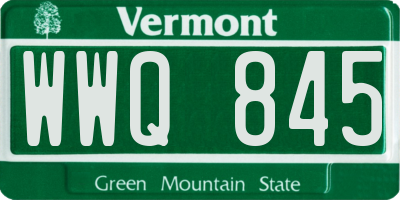 VT license plate WWQ845