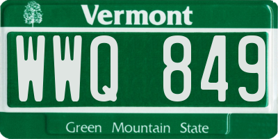 VT license plate WWQ849