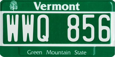 VT license plate WWQ856