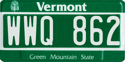 VT license plate WWQ862