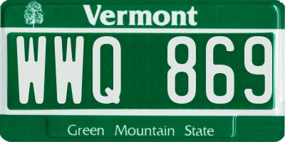 VT license plate WWQ869