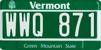 VT license plate WWQ871