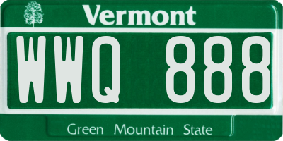 VT license plate WWQ888