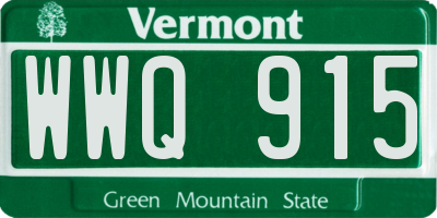 VT license plate WWQ915