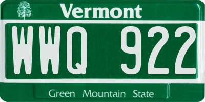VT license plate WWQ922