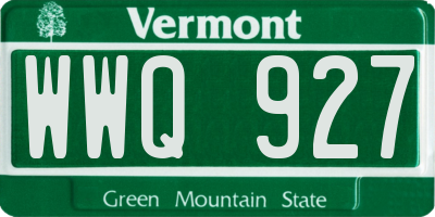VT license plate WWQ927