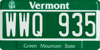 VT license plate WWQ935