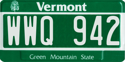 VT license plate WWQ942